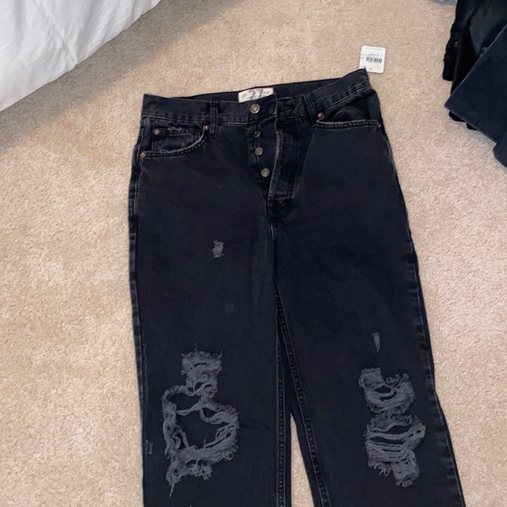 NWT Free People black straight leg jeans